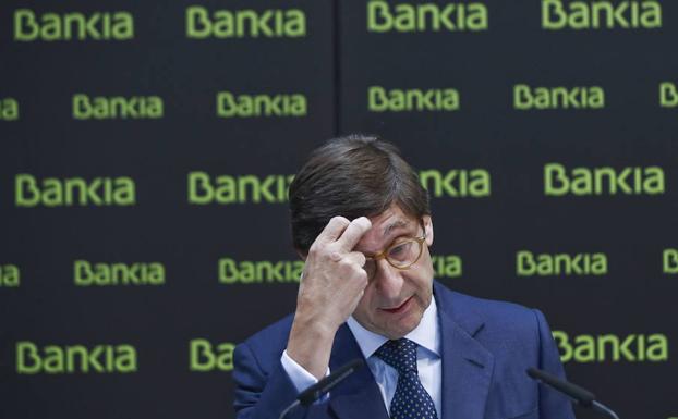El presidente de Bankia, José Ignacio Goirigolzarri, durante la presentación en Madrid del acuerdo de fusión alcanzado entre la entidad que preside y BMN, el pasado 27 de junio.