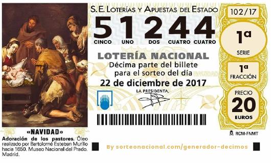 Bola saliendo del bombo en el Sorteo de Navidad/