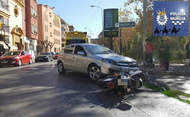 Lugar donde se ha producido el accidente./Policía Local de Murcia