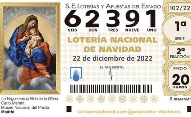El primer quinto premio de la Lotería de Navidad es para el número 62391