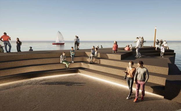 Recreación del espacio de ocio que se creará en el Muelle de la Sal de Cabo de Palos.