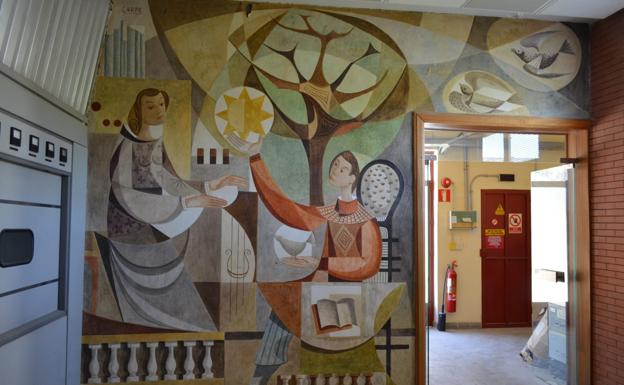 La obra que pintó en las oficinas de RNE en Las Torres de Cotillas. 