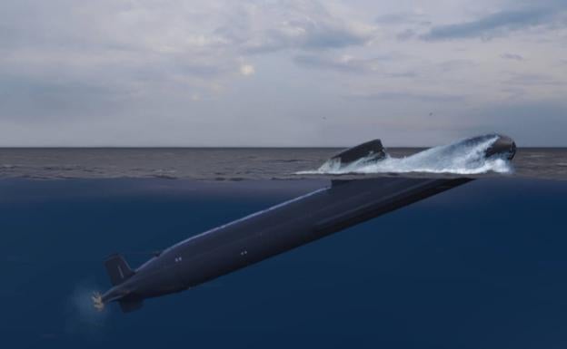 Recreación de un submarino S-80 emergiendo./Navantia