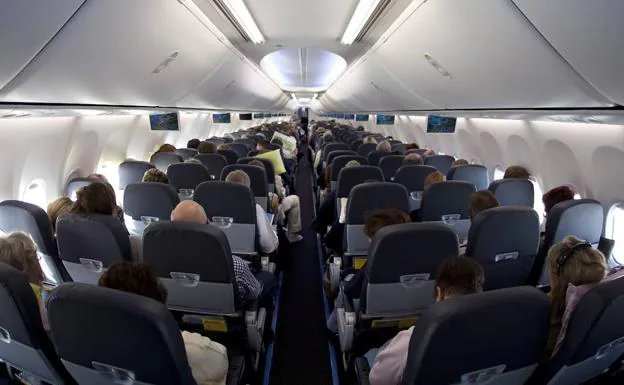 Inside view of a passenger plane.
