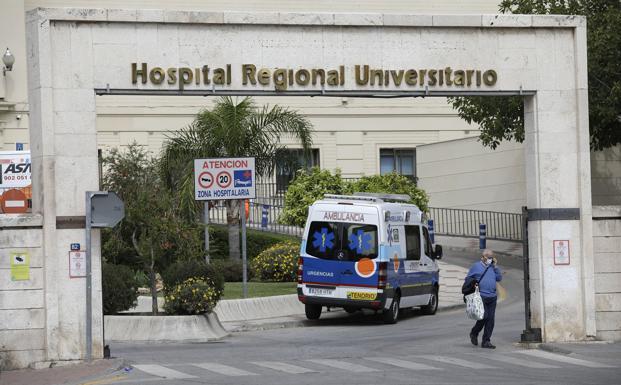 View of the main access to the Regional Hospital of Malaga.