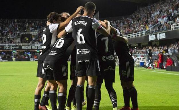 Cartagena players celebrate a goal, in a file image. 
