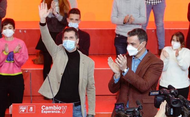 Luis Tudanca and Pedro Sánchez, in an act of the PSOE this Sunday in Palencia. 