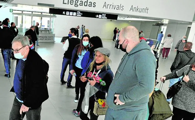 Passengers on one of the flights to Corvera on Saturday. 