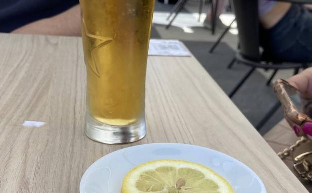 The beer with lemon served in Portugal. 