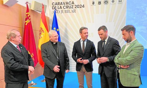 Luis Melgarejo, Bishop Lorca Planes, Councilor Ortuño, Mayor Francisco García and the director of Itrem. 