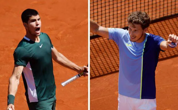 Carlos Alcaraz and Pablo Carreño, in their semifinal matches, this Sunday.