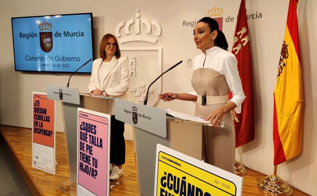 The vice president of the regional government, Isabel Franco, and the spokeswoman for the Executive, Valle Miguélez, at the press conference this Thursday. 