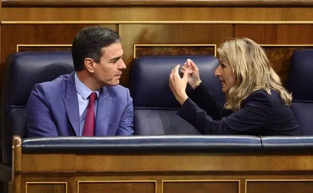 Pedro Sánchez and Yolanda Díaz, in the Congress of Deputies. 