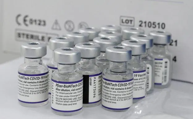 Vials containing one of the vaccines against covid-19.