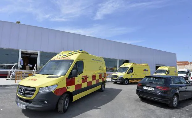 Image of several ambulances. 