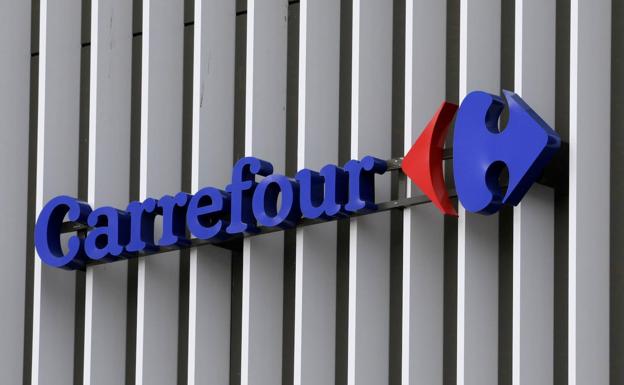 A Carrefour sign. 