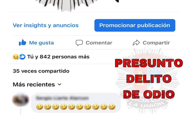 Comment on Facebook from the neighbor of La Unión with laughing emoticons.