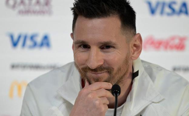 Leo Messi, during the press conference in Doha. 