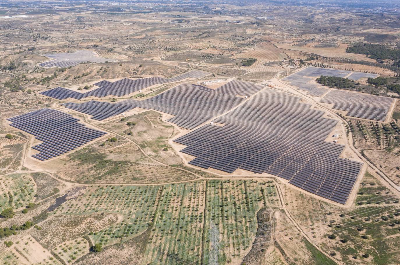 Aerial view of the photovoltaic solar plant in Las Torres de Cotillas.
